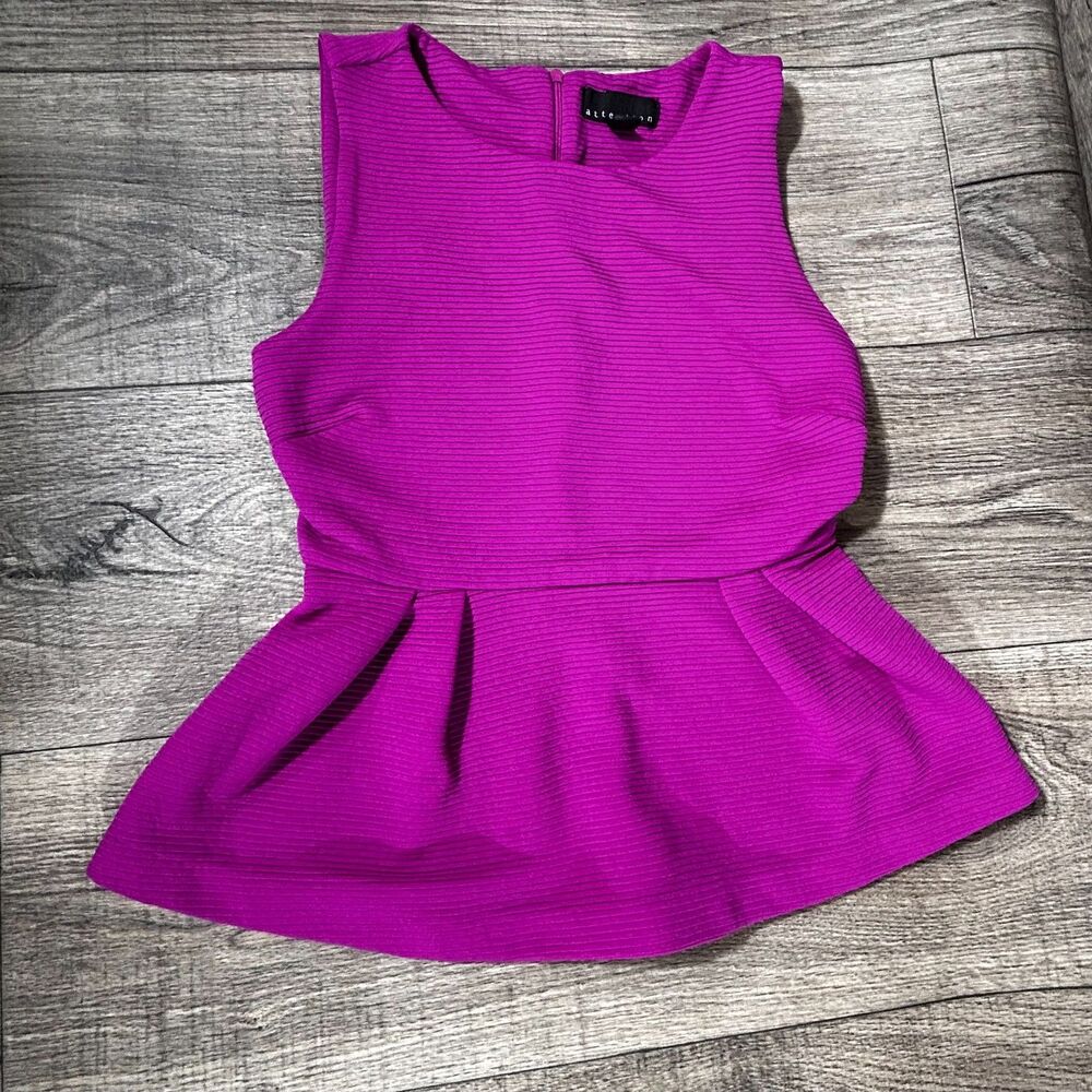 Attention Magenta Textured Peplum Top XS Sleeveless Career Party
